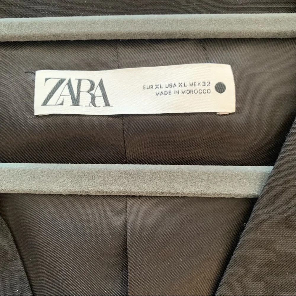 Zara Tailored Linen Blend Vest Waistcoat‎ In Black Size XL